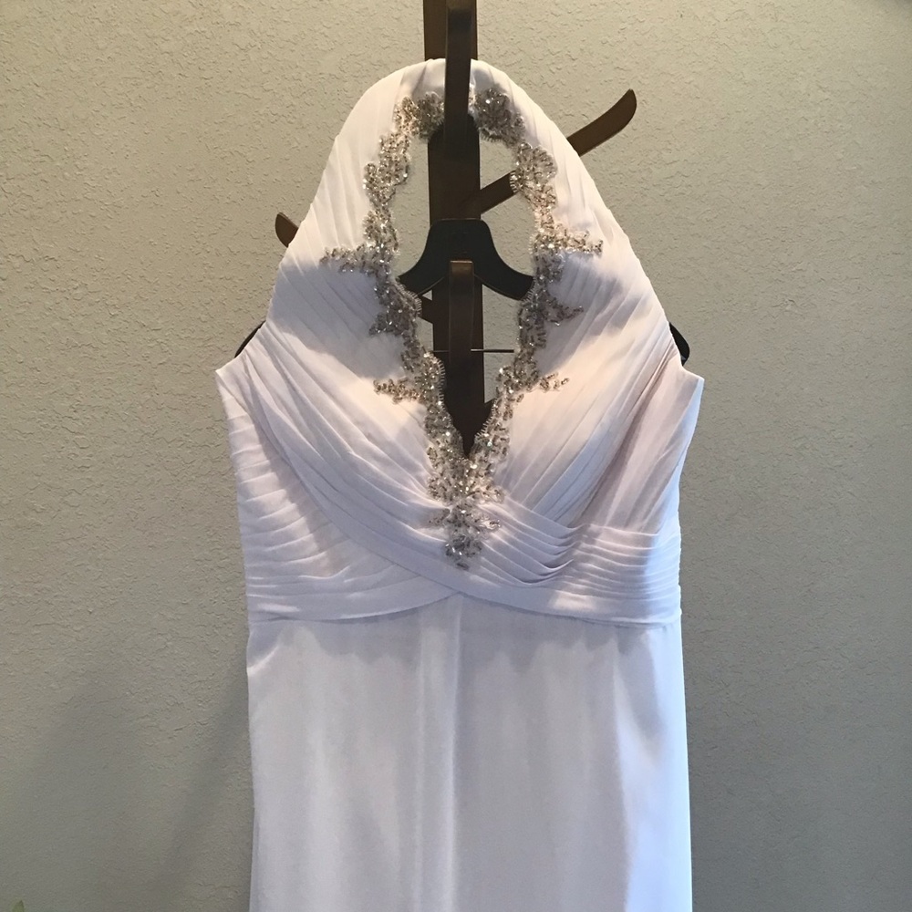 Elegant White Halter Wedding Dress